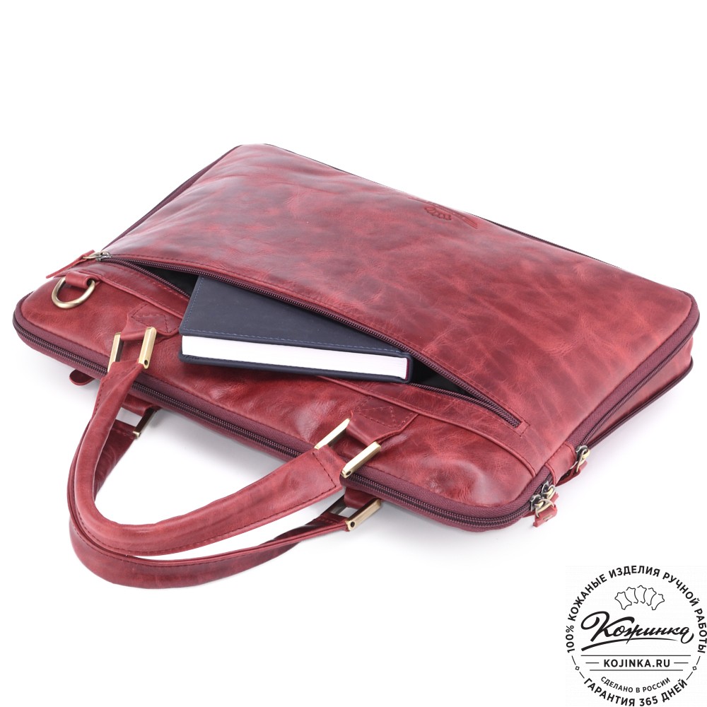 Кожаная деловая сумка "Ральф" (бордо антик) 